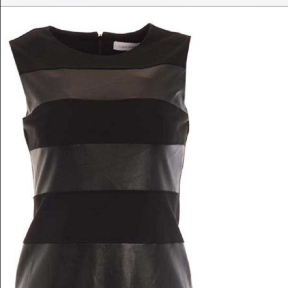 🆕 Calvin Klein Faux Leather Sheath Dress - Picture 3 of 5